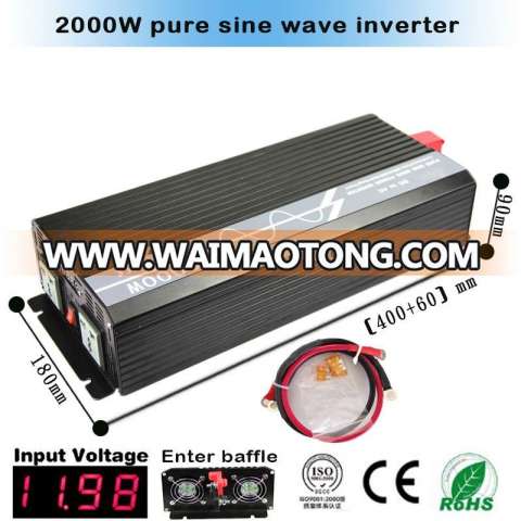 2000W Off Grid Inverter DC12V 24V to AC110V/220V, 100% Pure Sine Wave Output Solar Wind Power Inverter 2000W 12V 24V